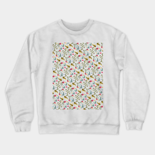 Flowery Sugarbird Pattern Crewneck Sweatshirt by maak and illy